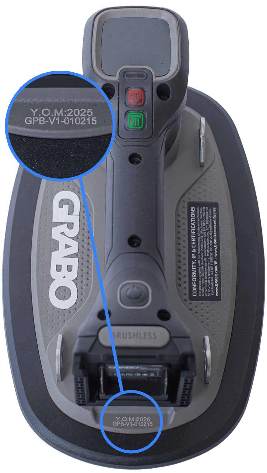 BRUSHLESS serial number location