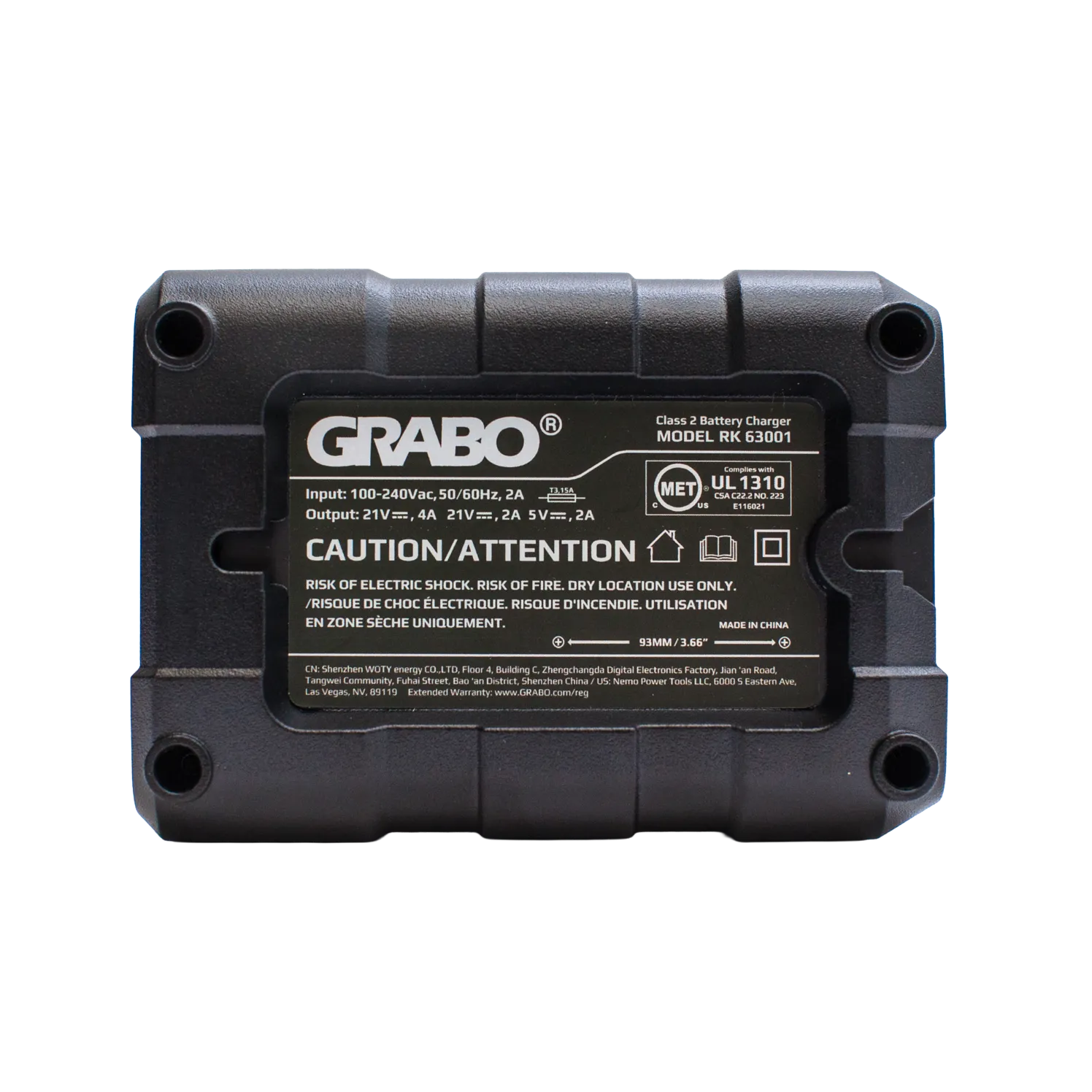 GRABO 20V / 18V 2.6Ah Battery Charger product view 4