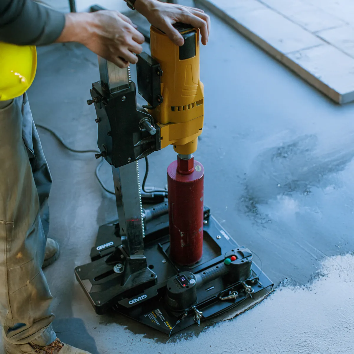 GRABO® Bore Mount set up for a floor core drill