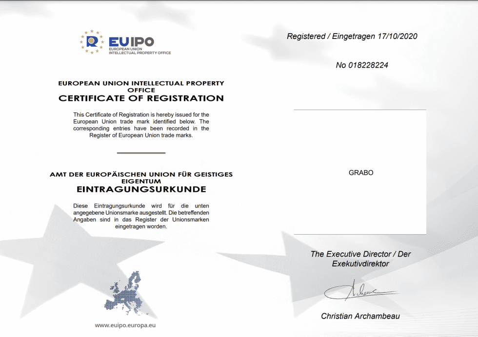 GRABO® Trademark Certificate